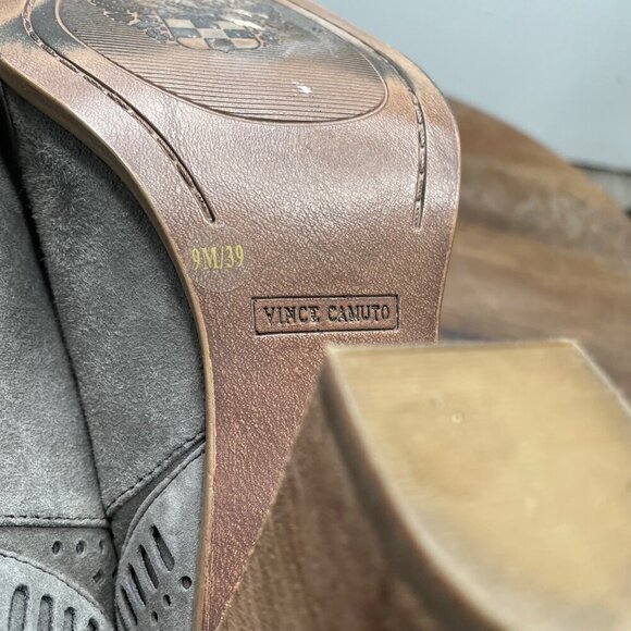Vince Camuto Ankle Boots Bootie Women's size 9 Gray Heel Leather - Picture 10 of 10
